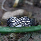 Viking Rune Ring – 316L Stainless Steel with Intertwined Odin Norse Gothic Band detail image - detail view 5