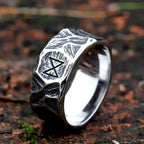 Viking Rune Ring – Biker with Gothic Textured 316L Stainless Steel Statement detail image - detail view 4