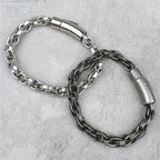 Vintage Dragon Bracelet – Six-Character Mantra with Twisted Bone Titanium Steel detail image