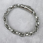 Vintage Dragon Bracelet – Six-Character Mantra with Twisted Bone Titanium Steel variant image